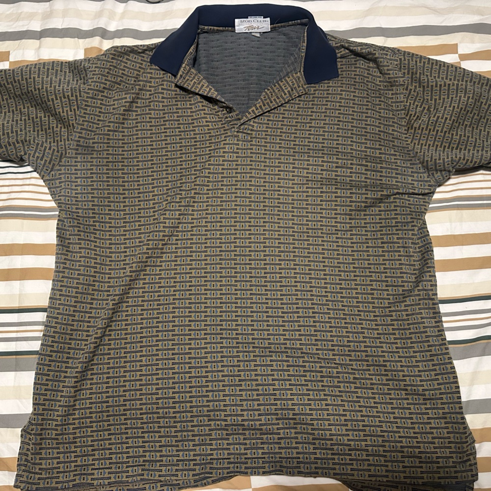Vintage Izod Golf Polo - Pinewood Golf Club - Brown and Navy - Excellent Shape